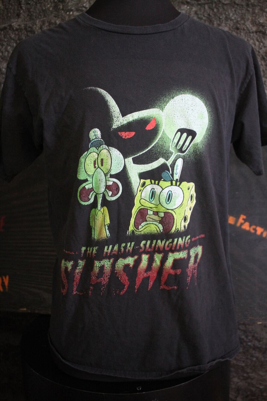 SpongeBob SquarePants Mens L Hash Slinging Slasher Black Graphic T Shirt
